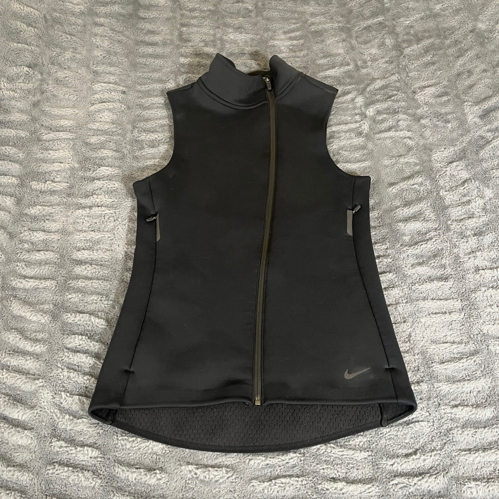 Nike Womens Therma-Fit Asymmetrical Zip Running Vest Black 718910-010 Small